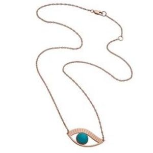 JENNIFER ZEUNER Rose Gold Turquoise Eye Necklace